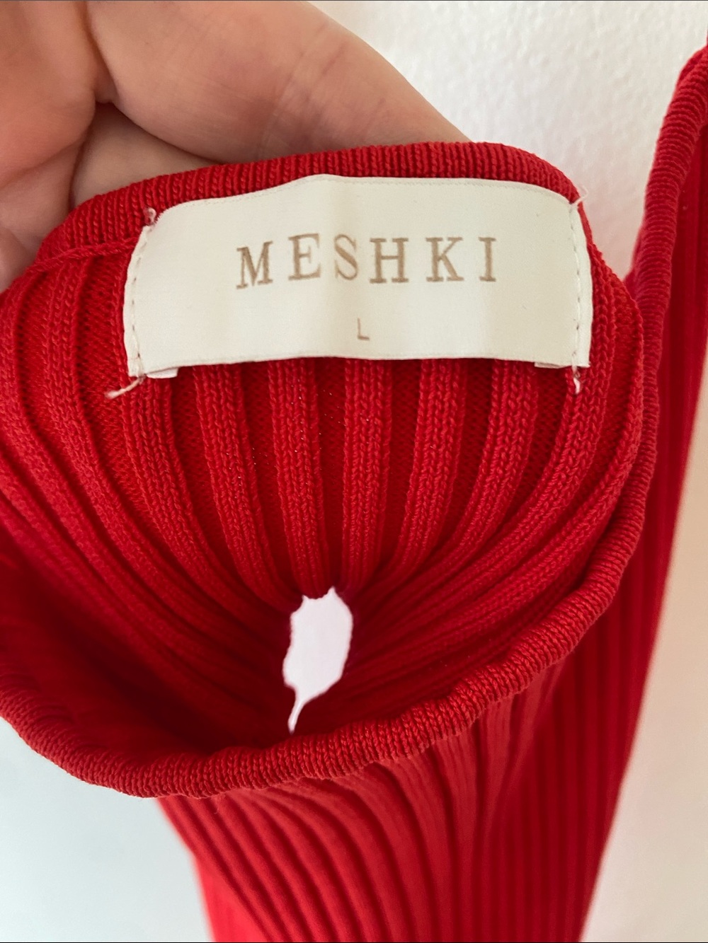 Meshki Red Ribbed Morgan Halter-Back Maxi Dress - Picture 8 of 9